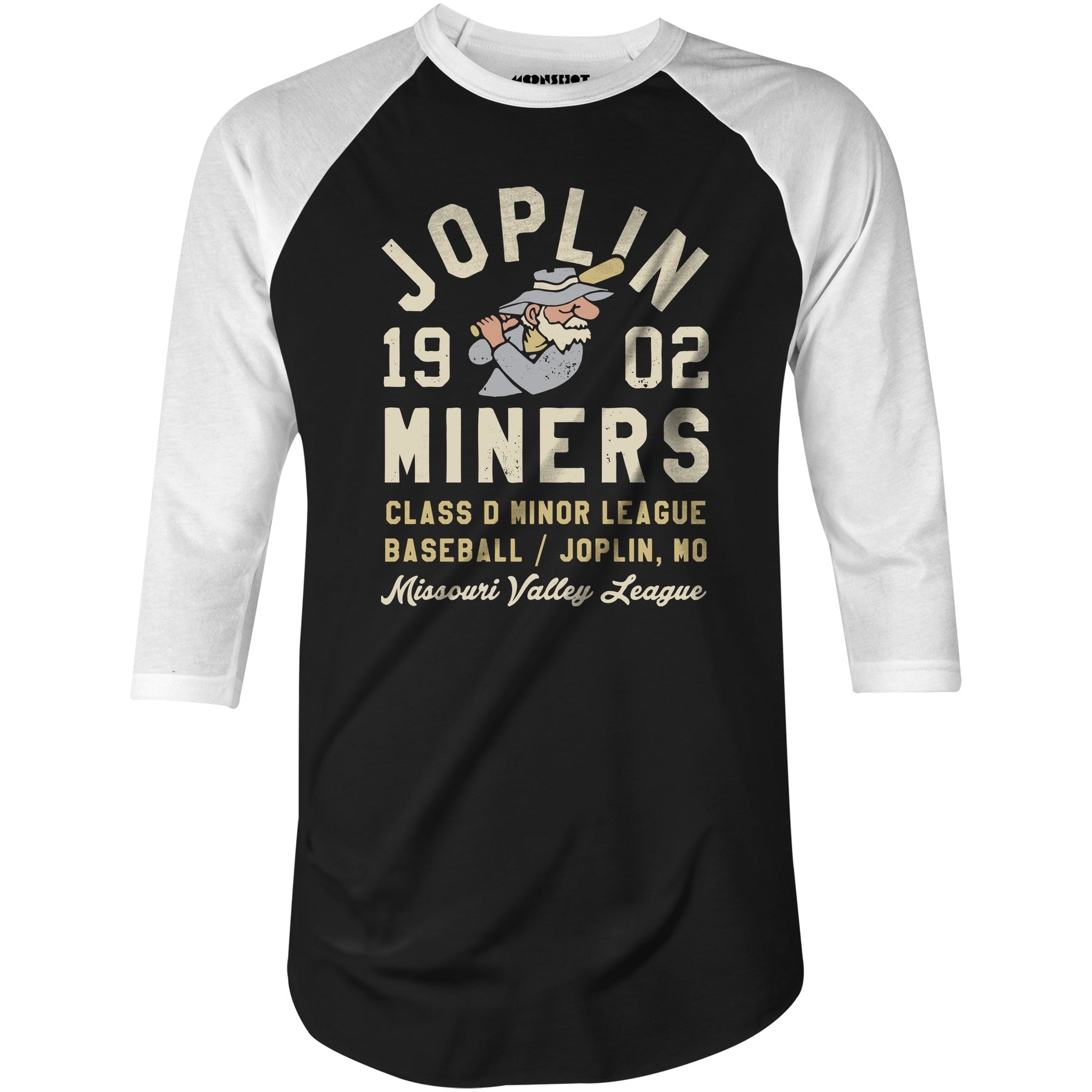 Joplin Miners - Missouri - Vintage Defunct Baseball Teams - 3/4 Sleeve Raglan T-Shirt