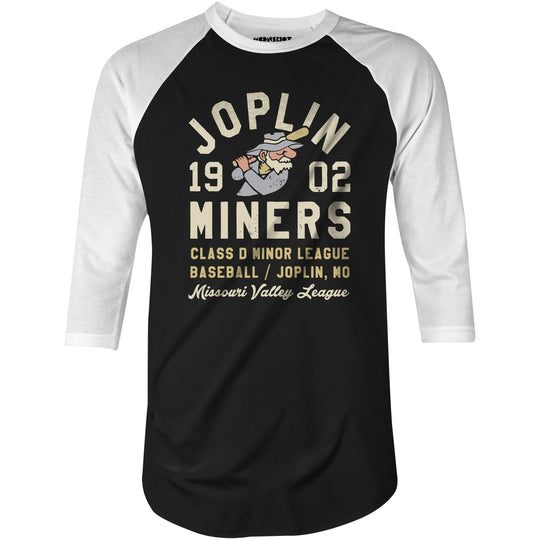 Joplin Miners - Missouri - Vintage Defunct Baseball Teams - 3/4 Sleeve Raglan T-Shirt