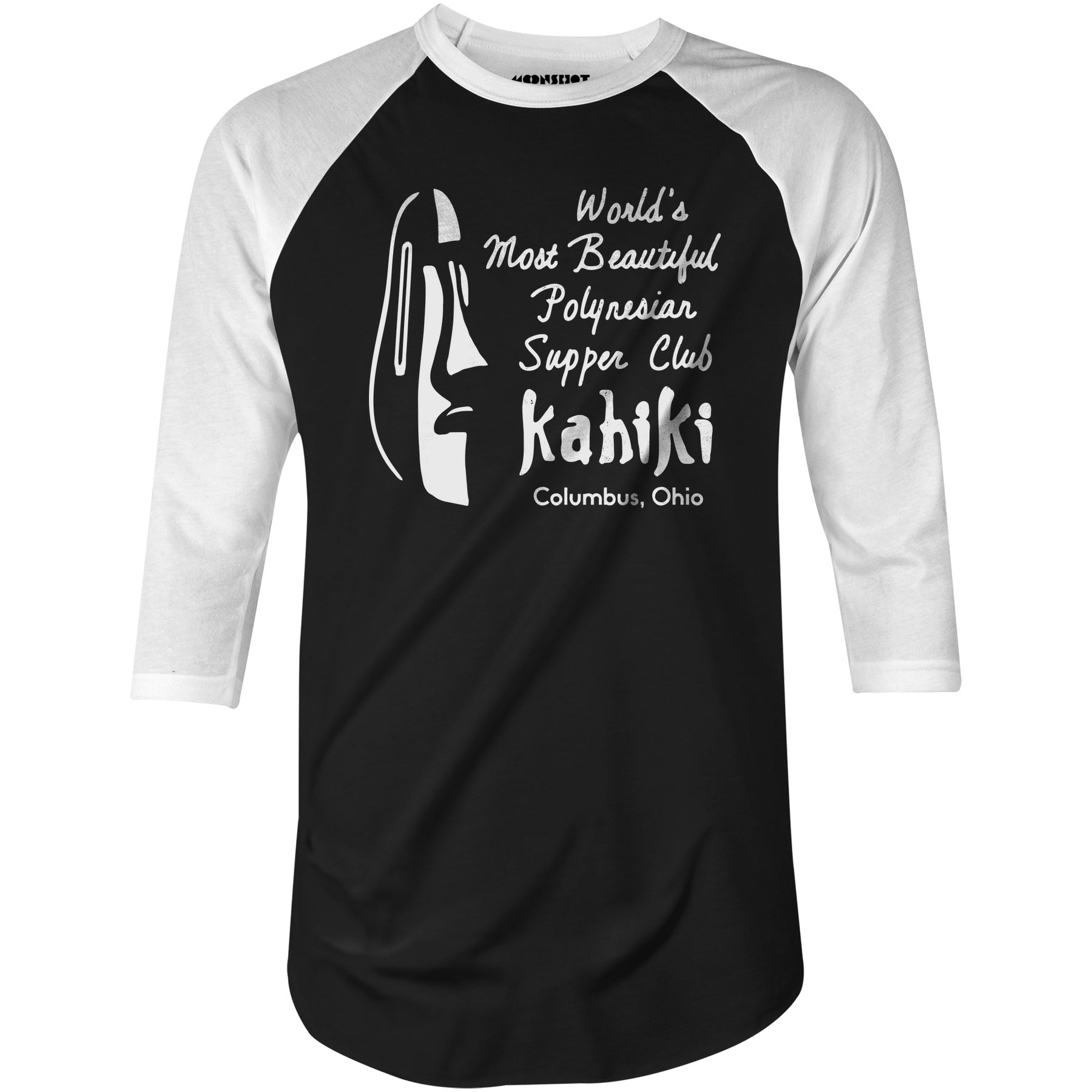 Kahiki - Columbus, OH - Vintage Tiki Bar - 3/4 Sleeve Raglan T-Shirt