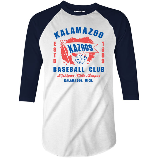 Kalamazoo Kazoos - Michigan - Vintage Defunct Baseball Teams - 3/4 Sleeve Raglan T-Shirt