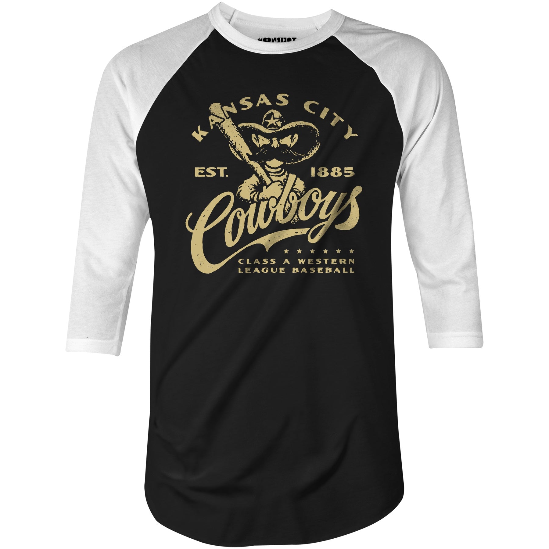 Kansas City Cowboys - Missouri - Vintage Defunct Baseball Teams - 3/4 Sleeve Raglan T-Shirt