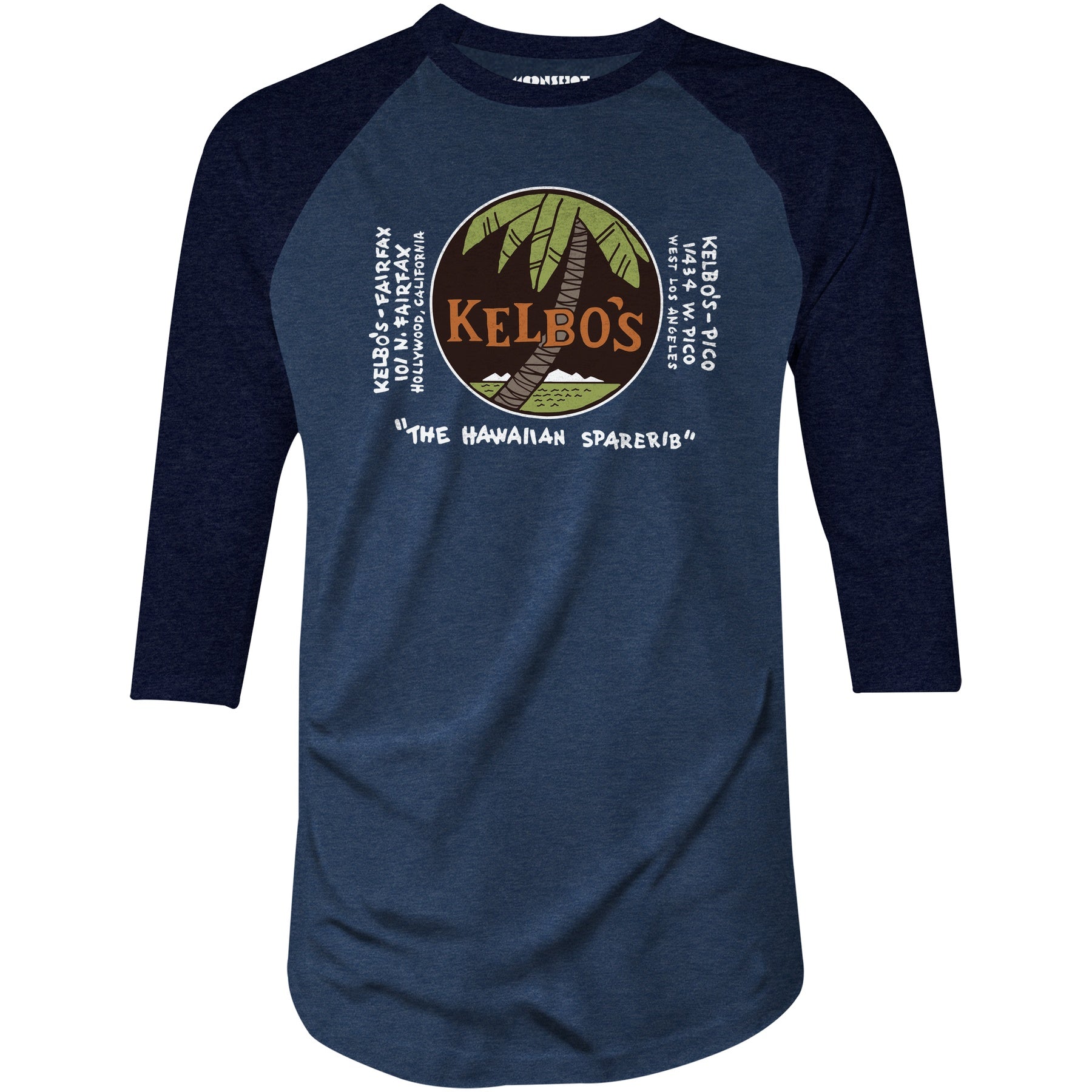 Kelbo's - Los Angeles, CA - Vintage Tiki Bar - 3/4 Sleeve Raglan T-Shirt