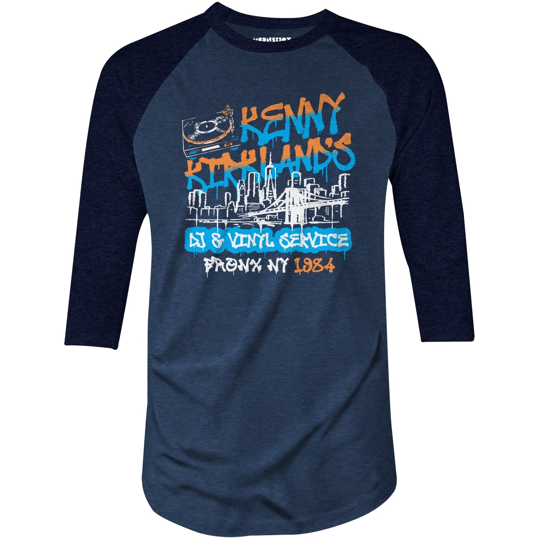 Kenny Kirkland's DJ and Vinyl Service - 3/4 Sleeve Raglan T-Shirt