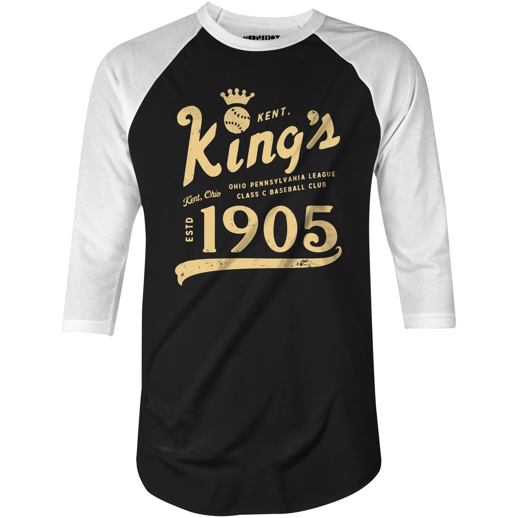 Kent Kings - Ohio - Vintage Defunct Baseball Teams - 3/4 Sleeve Raglan T-Shirt