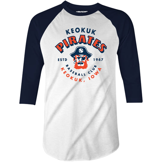 Keokuk Pirates - Iowa - Vintage Defunct Baseball Teams - 3/4 Sleeve Raglan T-Shirt