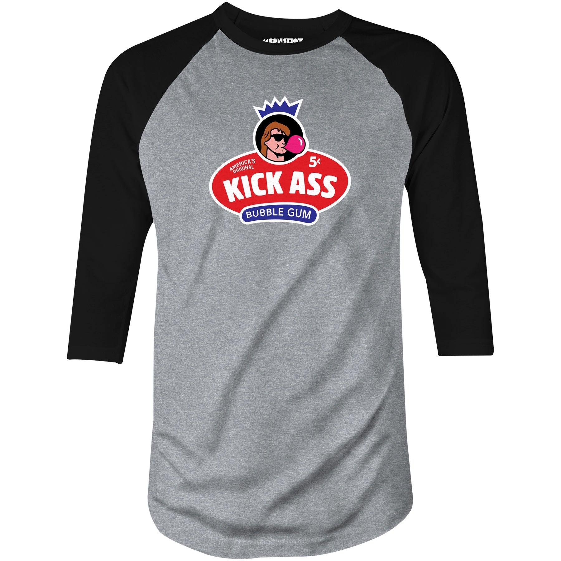 Kick Ass Bubble Gum - 3/4 Sleeve Raglan T-Shirt
