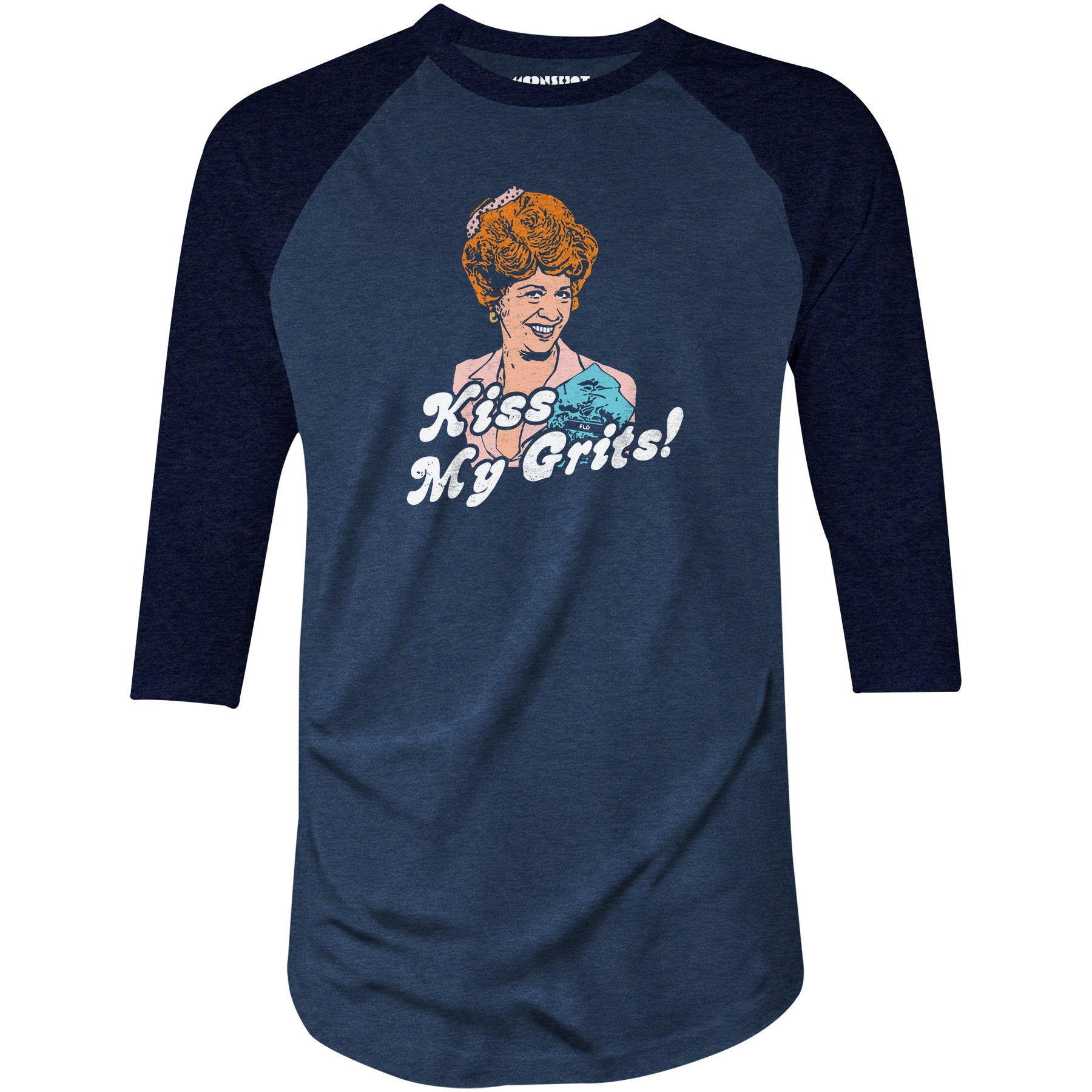 Kiss My Grits - 3/4 Sleeve Raglan T-Shirt