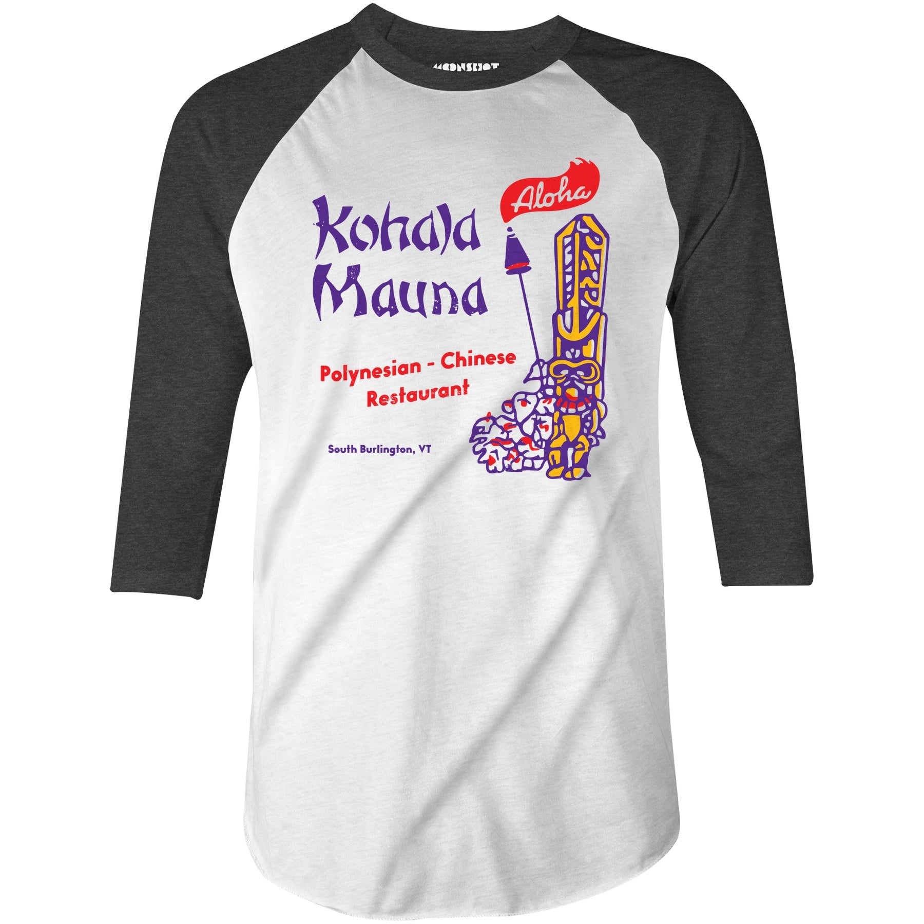 Kohala Mauna - South Burlington, VT - Vintage Tiki Bar - 3/4 Sleeve Raglan T-Shirt