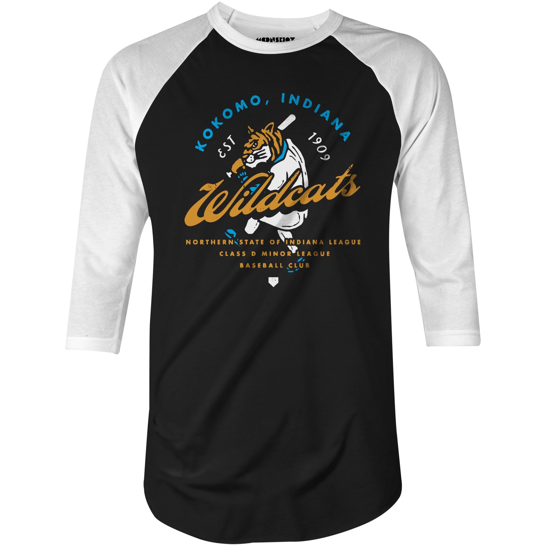 Kokomo Wildcats - Indiana - Vintage Defunct Baseball Teams - 3/4 Sleeve Raglan T-Shirt