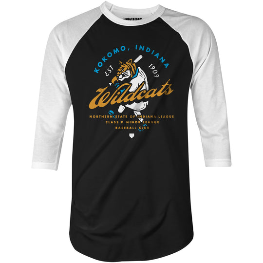Kokomo Wildcats - Indiana - Vintage Defunct Baseball Teams - 3/4 Sleeve Raglan T-Shirt