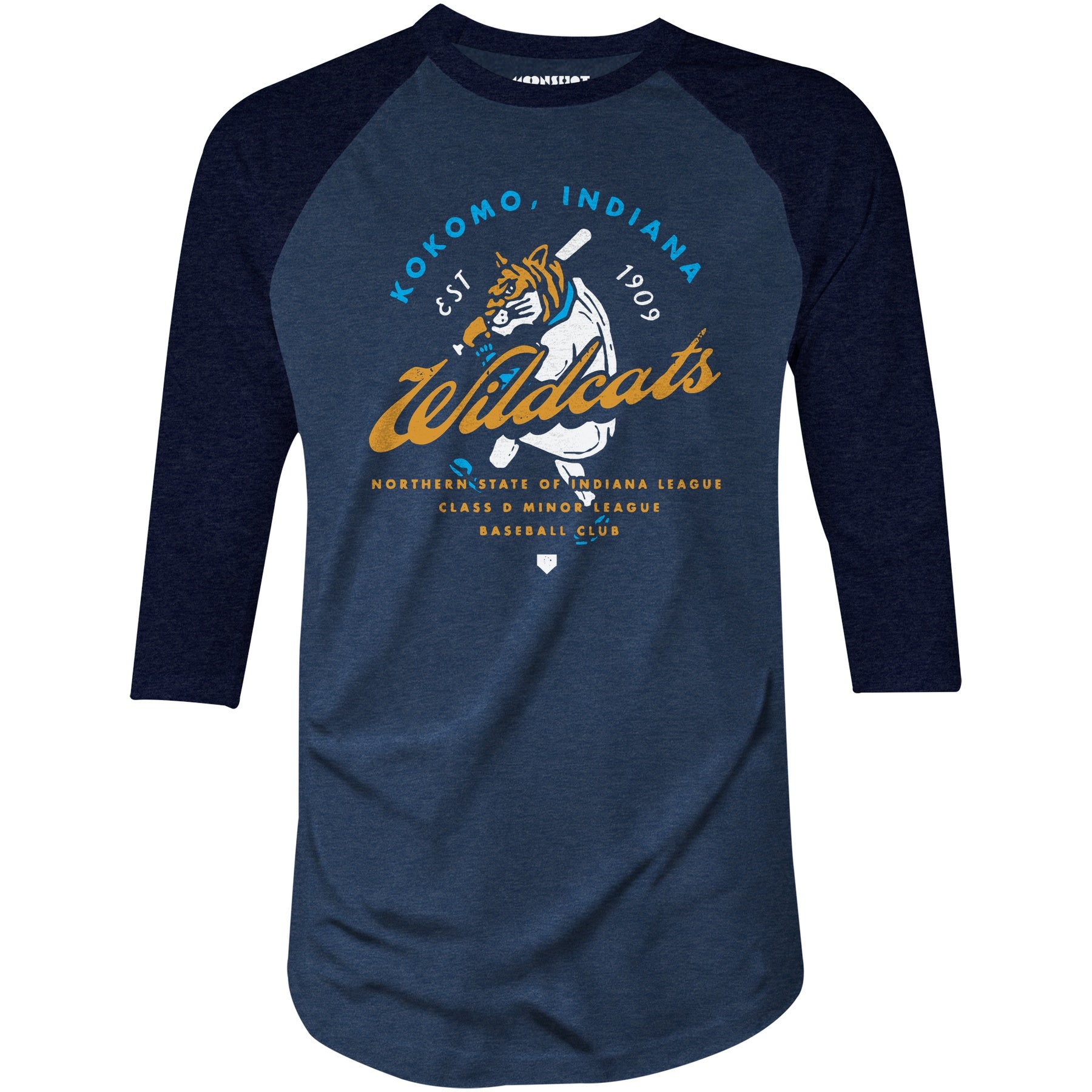 Kokomo Wildcats - Indiana - Vintage Defunct Baseball Teams - 3/4 Sleeve Raglan T-Shirt