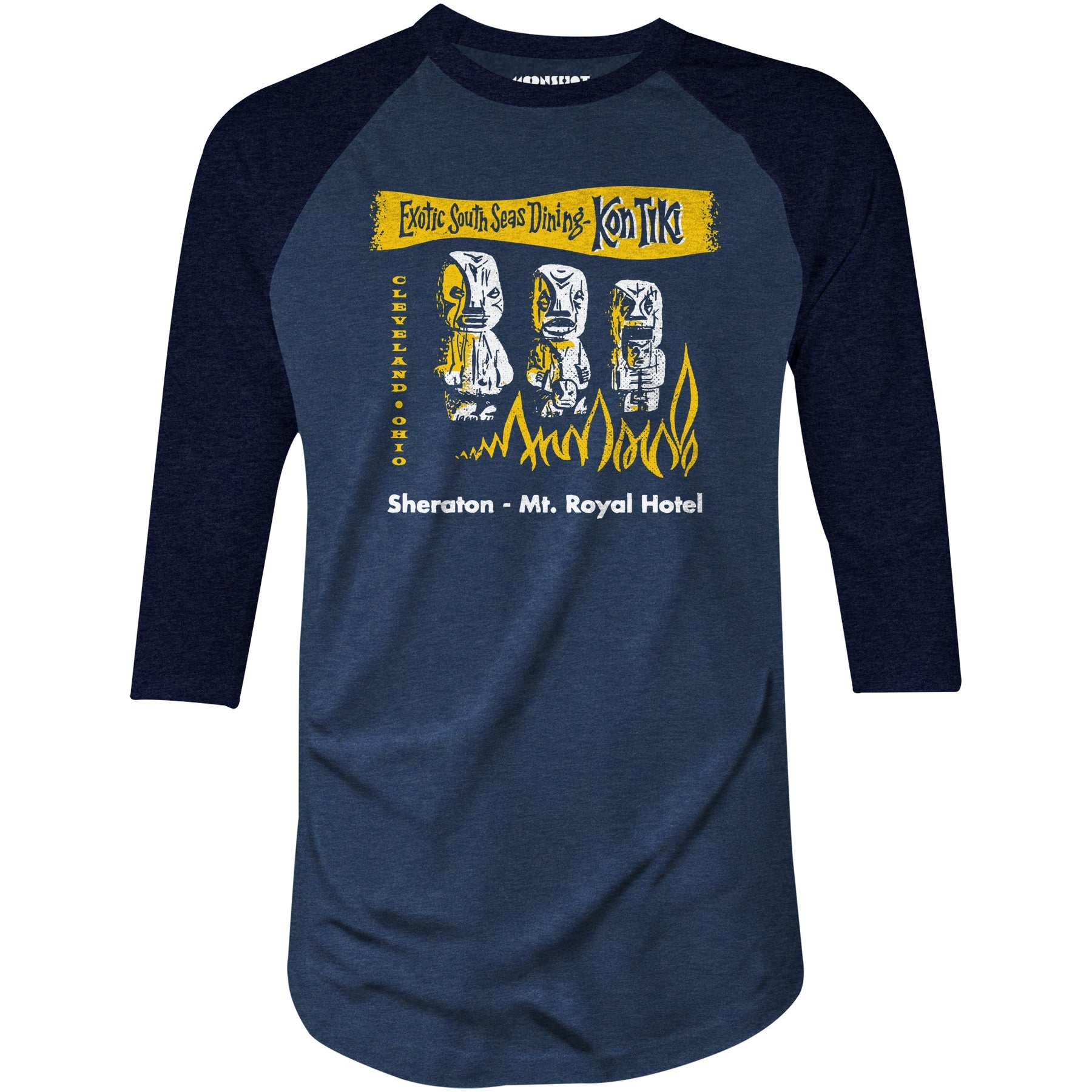 Kon-Tiki v2 - Cleveland, OH - Vintage Tiki Bar - 3/4 Sleeve Raglan T-Shirt