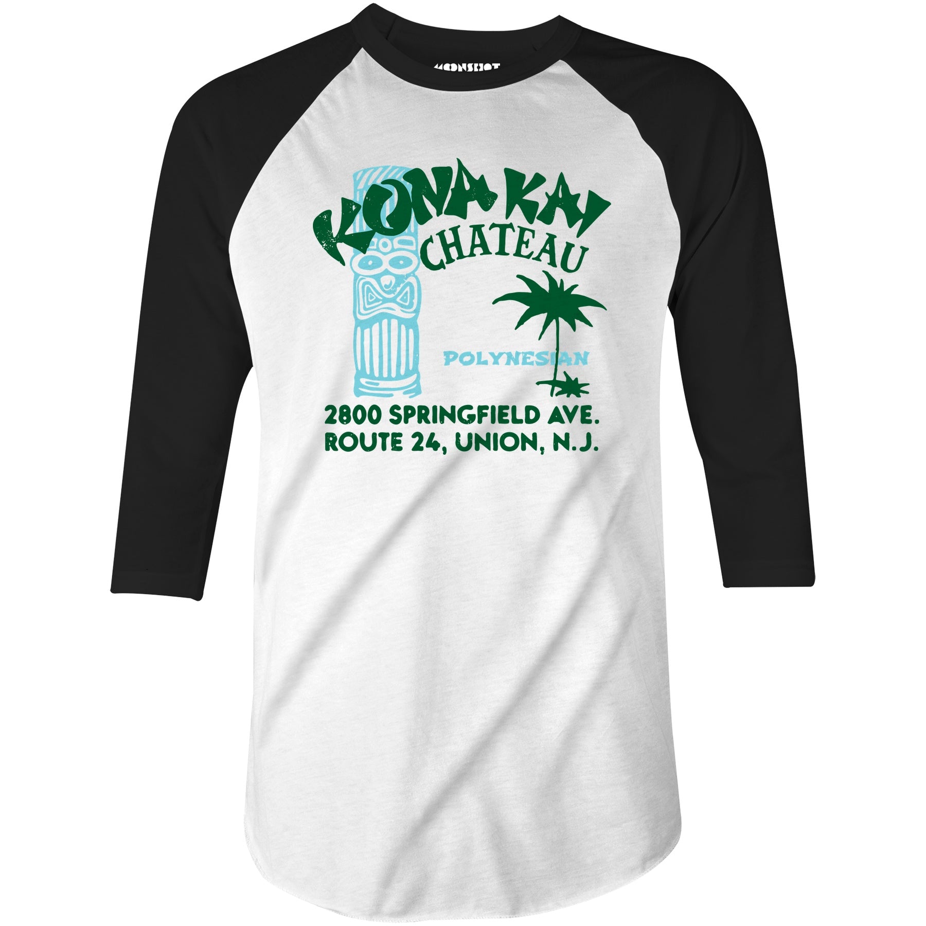 Kona Kai Chateau - Union, NJ - Vintage Tiki Bar - 3/4 Sleeve Raglan T-Shirt