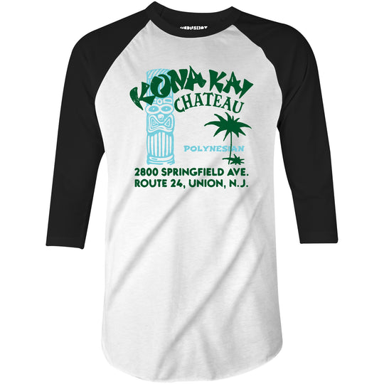 Kona Kai Chateau - Union, NJ - Vintage Tiki Bar - 3/4 Sleeve Raglan T-Shirt