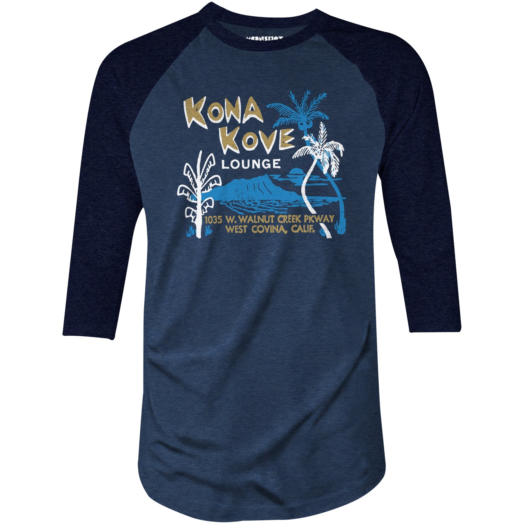 Kona Kove Lounge - West Covina, CA - Vintage Tiki Bar - 3/4 Sleeve Raglan T-Shirt