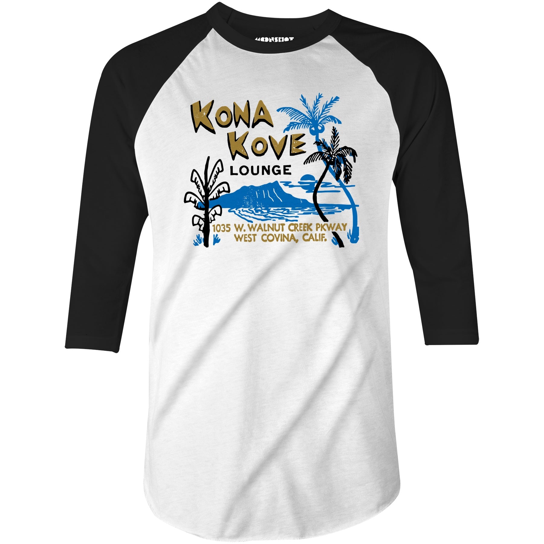 Kona Kove Lounge - West Covina, CA - Vintage Tiki Bar - 3/4 Sleeve Raglan T-Shirt