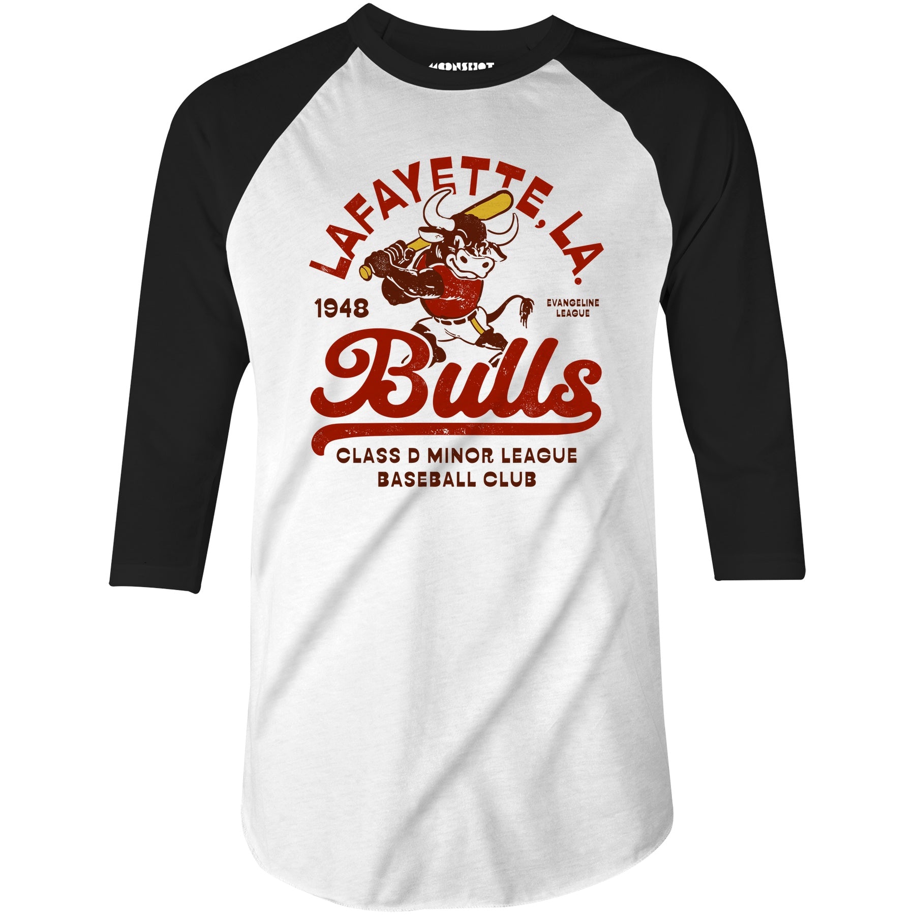 Lafayette Bulls - Louisiana - Vintage Defunct Baseball Teams - 3/4 Sleeve Raglan T-Shirt