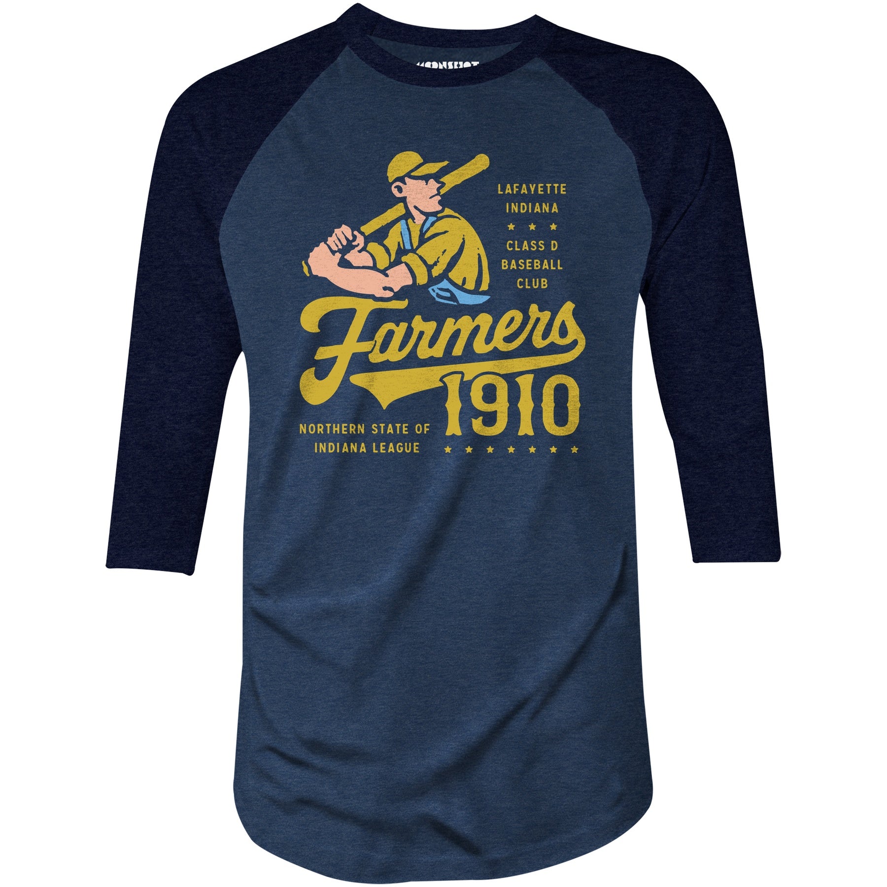 Lafayette Farmers - Indiana - Vintage Defunct Baseball Teams - 3/4 Sleeve Raglan T-Shirt