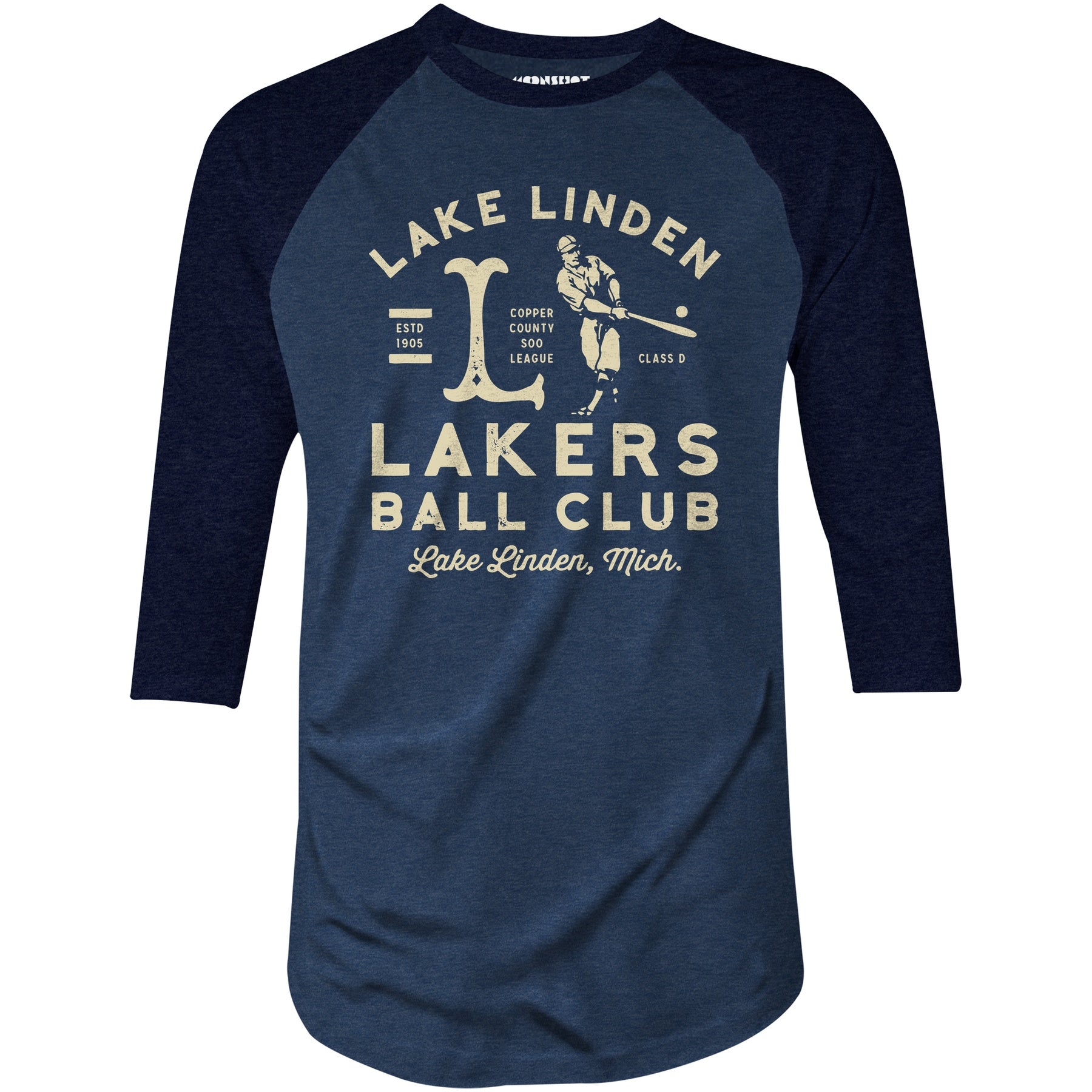 Lake Linden Lakers - Michigan - Vintage Defunct Baseball Teams - 3/4 Sleeve Raglan T-Shirt