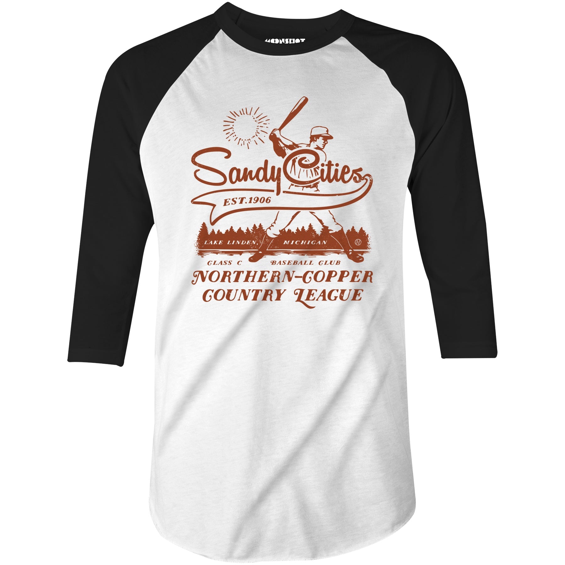Lake Linden Sandy Cities - Michigan - Vintage Defunct Baseball Teams - 3/4 Sleeve Raglan T-Shirt
