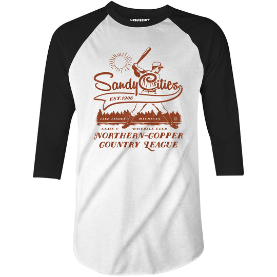Lake Linden Sandy Cities - Michigan - Vintage Defunct Baseball Teams - 3/4 Sleeve Raglan T-Shirt