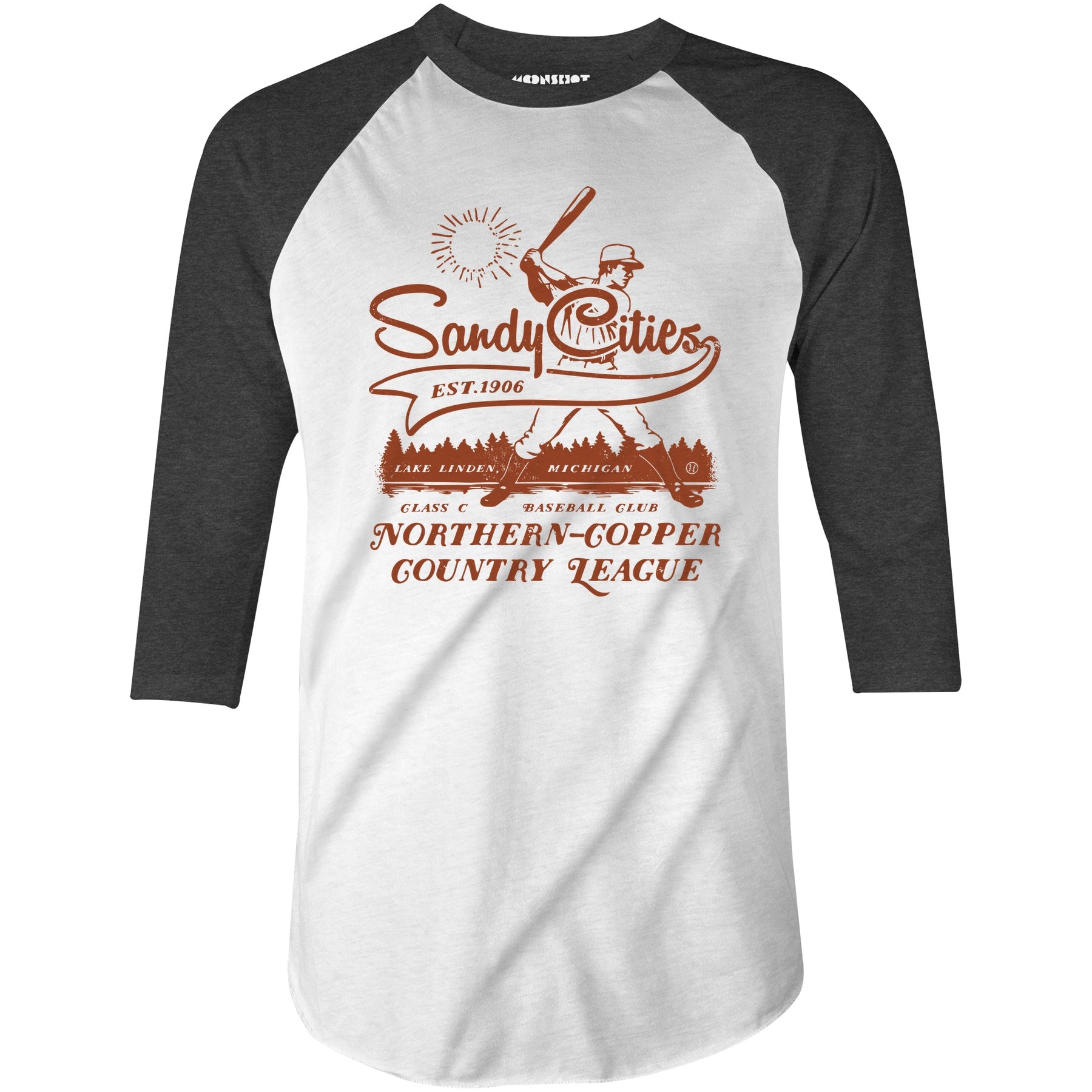 Lake Linden Sandy Cities - Michigan - Vintage Defunct Baseball Teams - 3/4 Sleeve Raglan T-Shirt