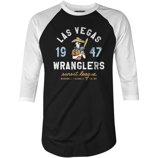 Las Vegas Wranglers - Nevada - Vintage Defunct Baseball Teams - 3/4 Sleeve Raglan T-Shirt