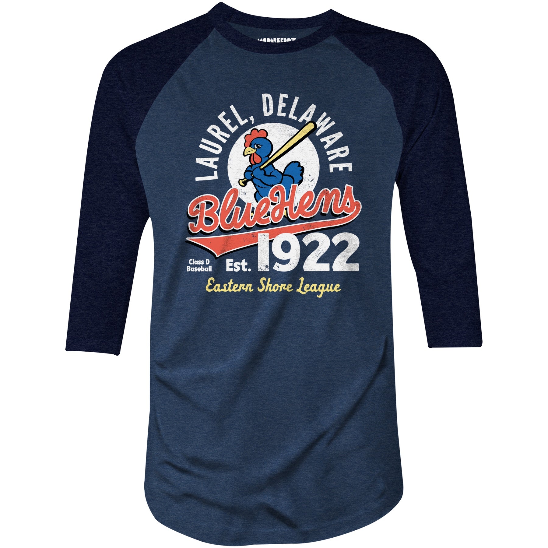 Laurel Blue Hens - Delaware - Vintage Defunct Baseball Teams - 3/4 Sleeve Raglan T-Shirt