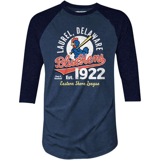 Laurel Blue Hens - Delaware - Vintage Defunct Baseball Teams - 3/4 Sleeve Raglan T-Shirt