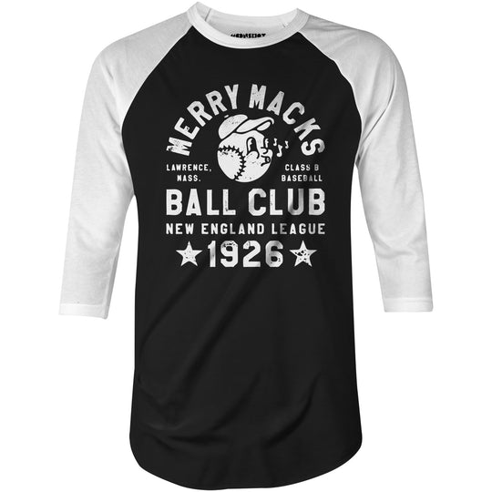 Lawrence Merry Macks - Massachusetts - Vintage Defunct Baseball Teams - 3/4 Sleeve Raglan T-Shirt