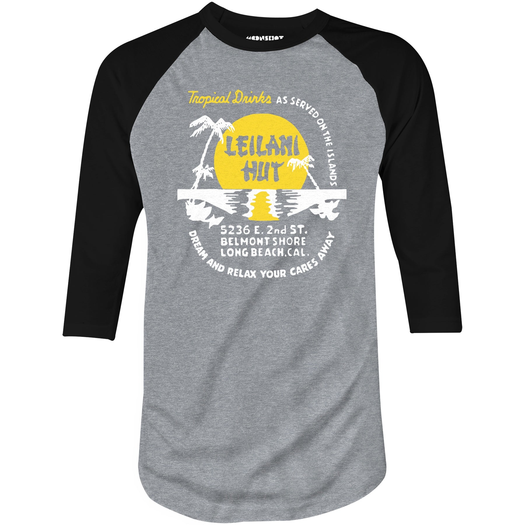 Leilani Hut - Long Beach, CA - Vintage Tiki Bar - 3/4 Sleeve Raglan T-Shirt