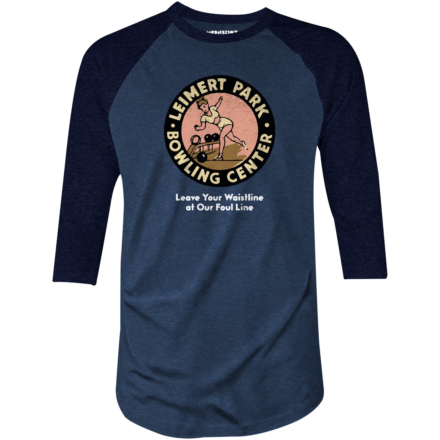 Leimert Park Bowling Center - Los Angeles, CA - Vintage Bowling Alley - 3/4 Sleeve Raglan T-Shirt
