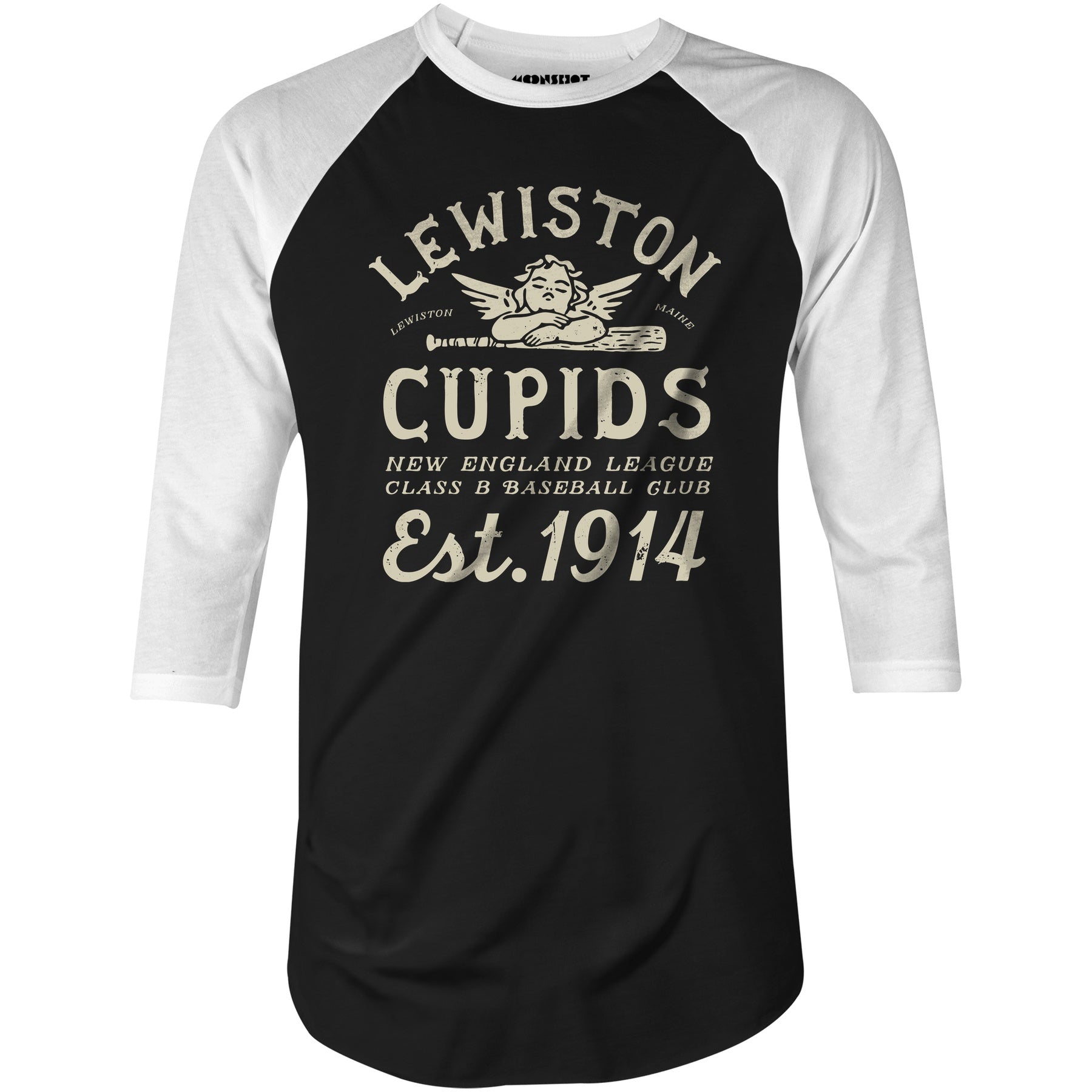 Lewiston Cupids - Maine - Vintage Defunct Baseball Teams - 3/4 Sleeve Raglan T-Shirt