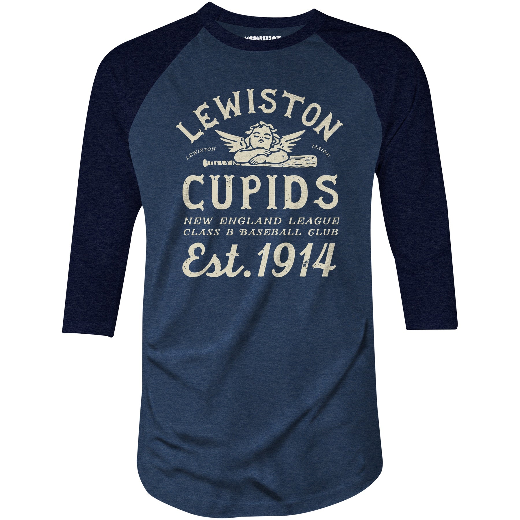 Lewiston Cupids - Maine - Vintage Defunct Baseball Teams - 3/4 Sleeve Raglan T-Shirt