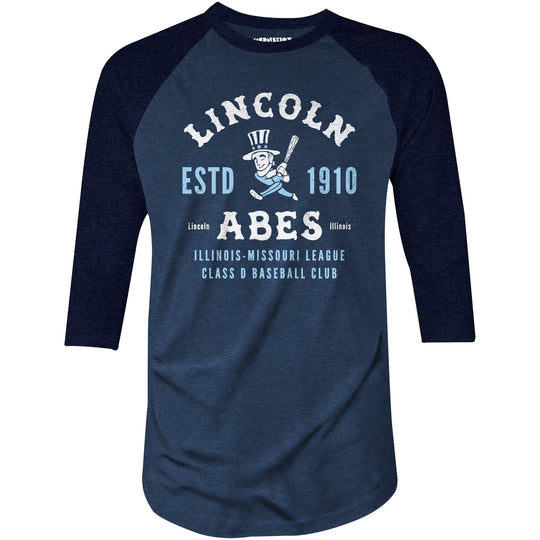 Lincoln Abes - Illinois - Vintage Defunct Baseball Teams - 3/4 Sleeve Raglan T-Shirt