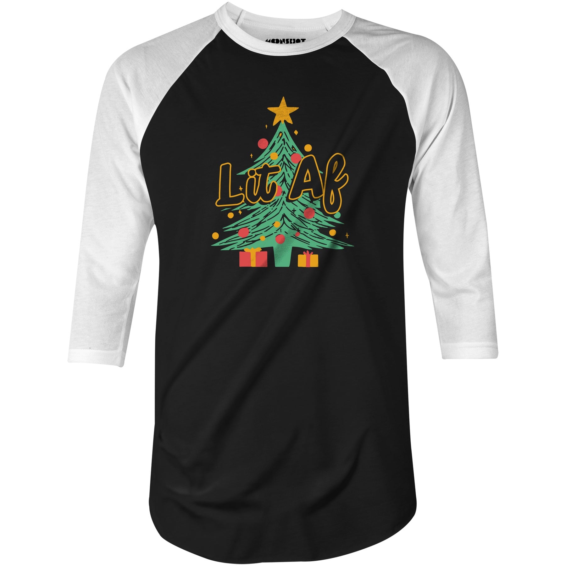 Lit AF Christmas Tree - 3/4 Sleeve Raglan T-Shirt