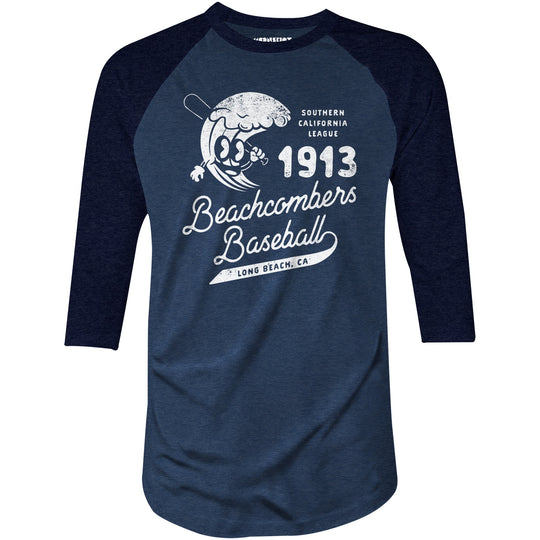 Long Beach Beachcombers - California - Vintage Defunct Baseball Teams - 3/4 Sleeve Raglan T-Shirt