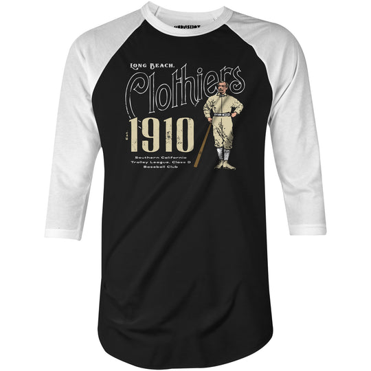 Long Beach Clothiers - California - Vintage Defunct Baseball Teams - 3/4 Sleeve Raglan T-Shirt