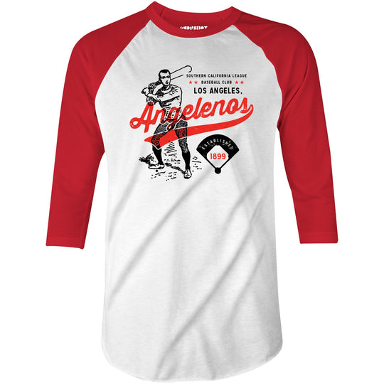 Los Angeles Angelenos - California - Vintage Defunct Baseball Teams - 3/4 Sleeve Raglan T-Shirt
