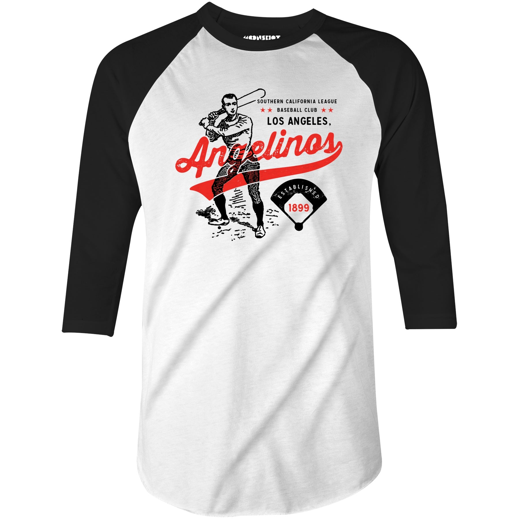 Los Angeles Angelinos - California - Vintage Defunct Baseball Teams - 3/4 Sleeve Raglan T-Shirt