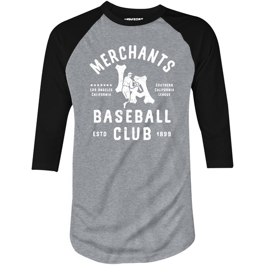 Los Angeles Merchants - California - Vintage Defunct Baseball Teams - 3/4 Sleeve Raglan T-Shirt