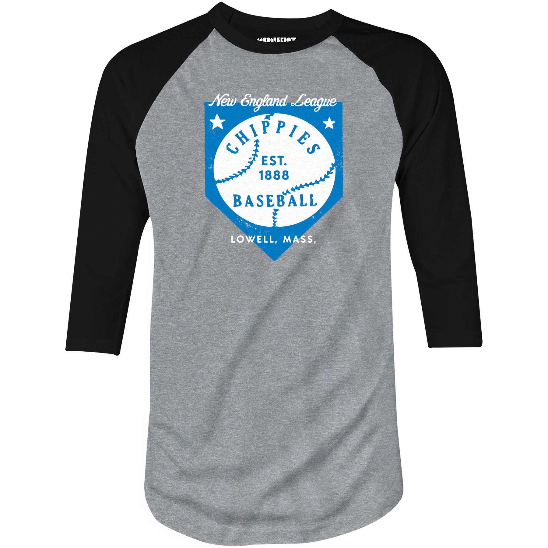 Lowell Chippies - Massachusetts - Vintage Defunct Baseball Teams - 3/4 Sleeve Raglan T-Shirt