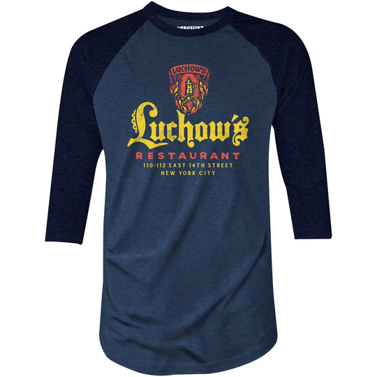 Luchow's - New York City, NY - Vintage Restaurant - 3/4 Sleeve Raglan T-Shirt