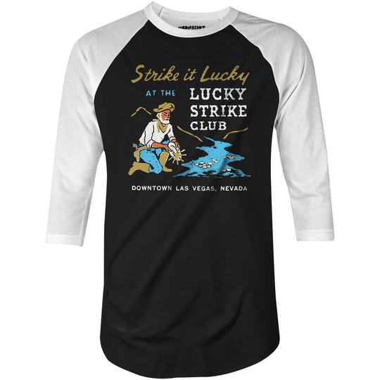 Lucky Strike Club - Vintage Las Vegas - 3/4 Sleeve Raglan T-Shirt