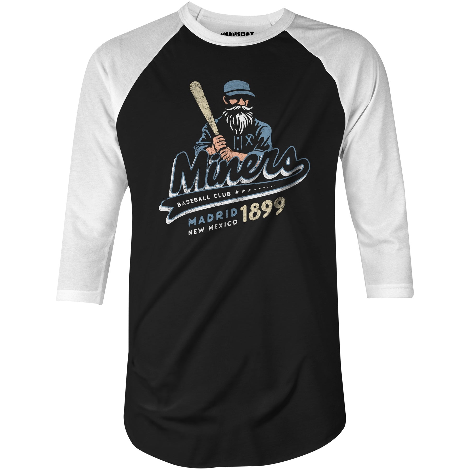 Madrid Miners - New Mexico - Vintage Defunct Baseball Teams - 3/4 Sleeve Raglan T-Shirt