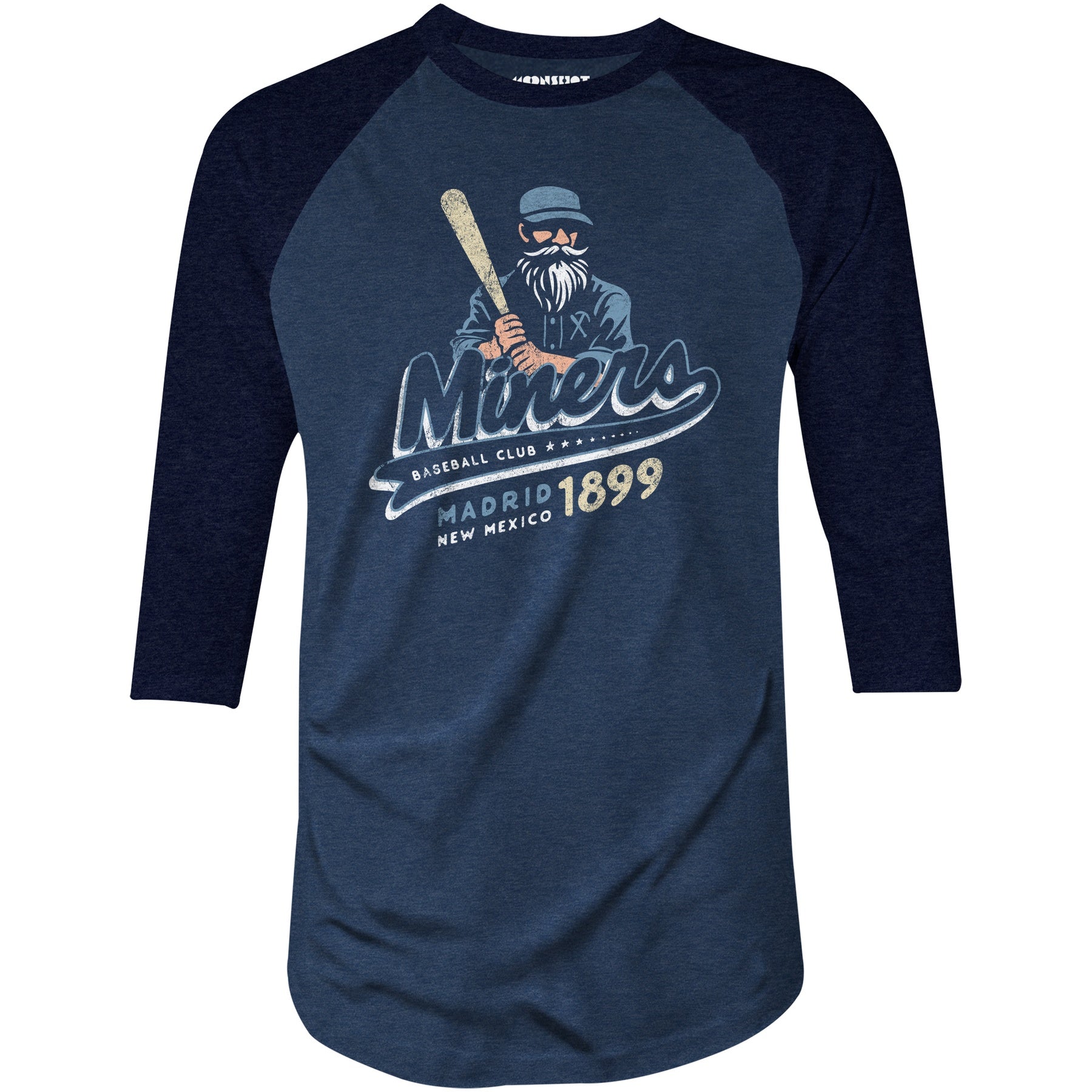 Madrid Miners - New Mexico - Vintage Defunct Baseball Teams - 3/4 Sleeve Raglan T-Shirt