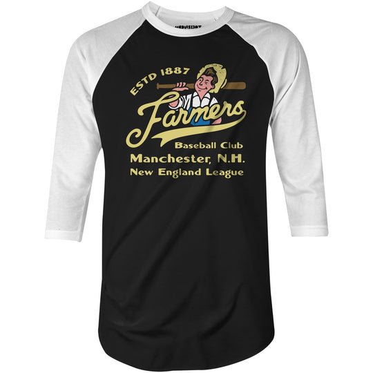 Manchester Farmers - New Hampshire - Vintage Defunct Baseball Teams - 3/4 Sleeve Raglan T-Shirt