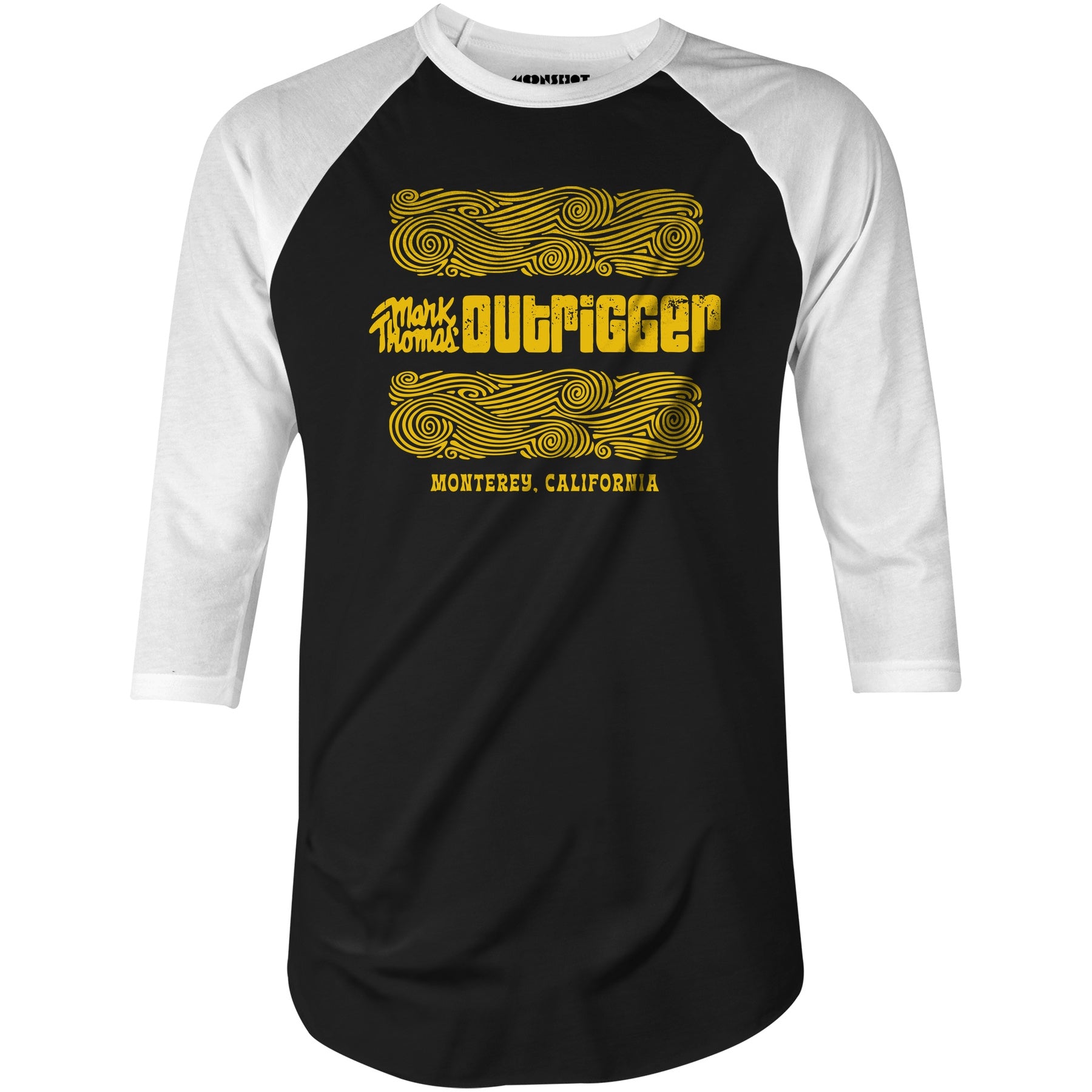 Mark Thomas Outrigger - Monterey, CA - Vintage Tiki Bar - 3/4 Sleeve Raglan T-Shirt