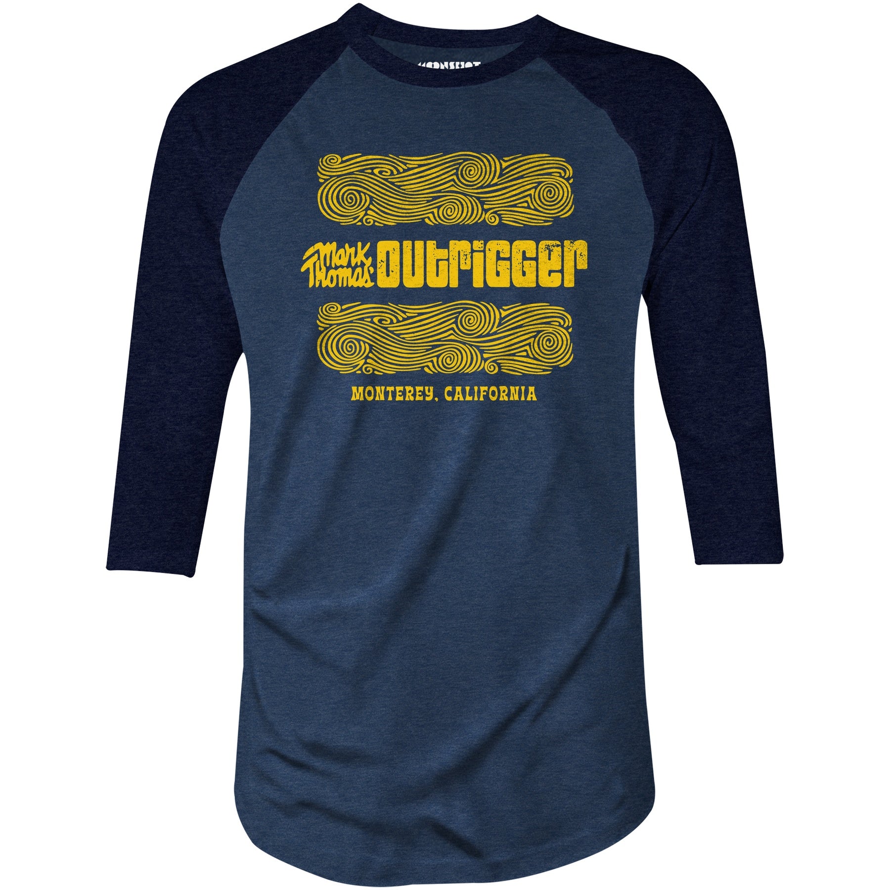 Mark Thomas Outrigger - Monterey, CA - Vintage Tiki Bar - 3/4 Sleeve Raglan T-Shirt