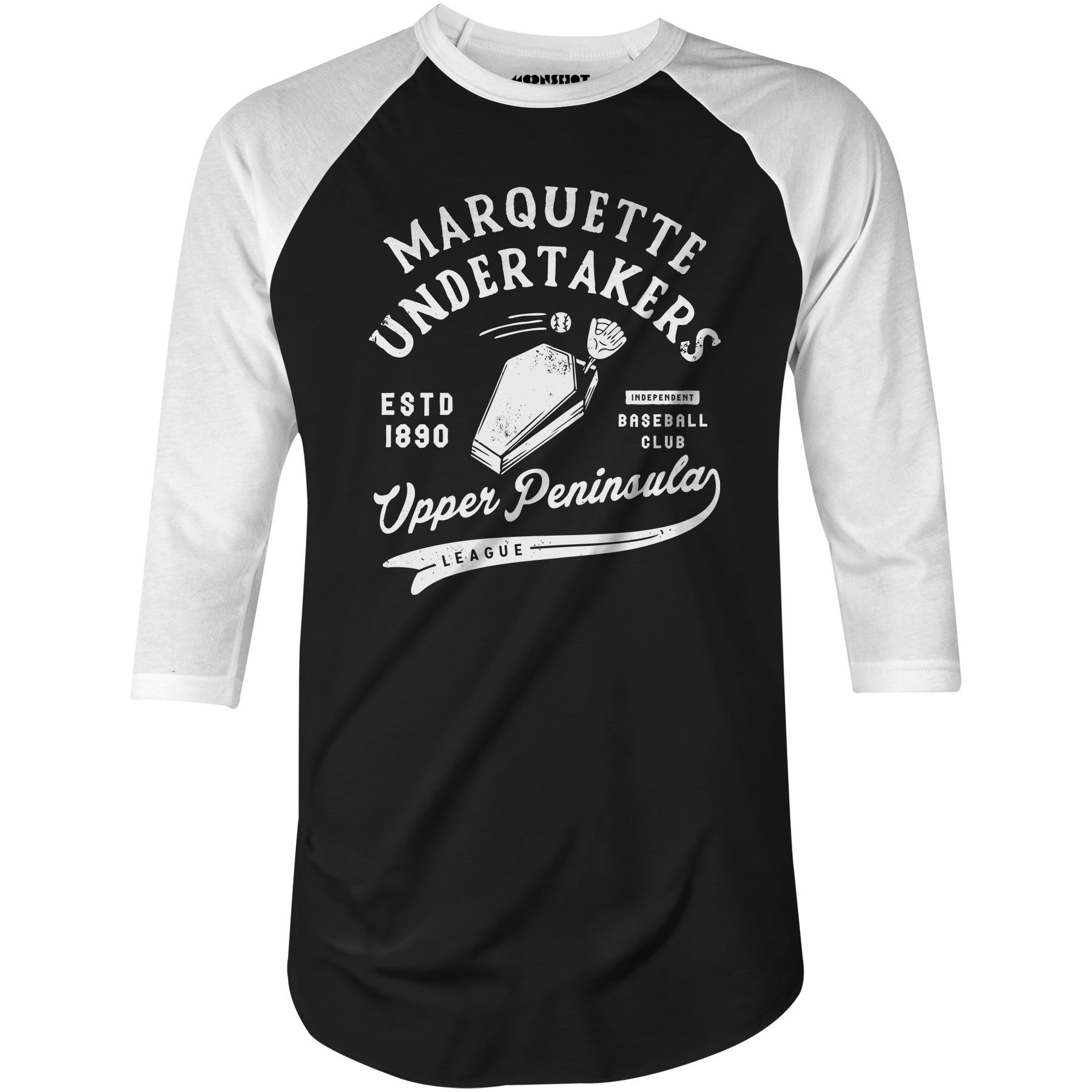 Marquette Undertakers - Michigan - Vintage Defunct Baseball Teams - 3/4 Sleeve Raglan T-Shirt
